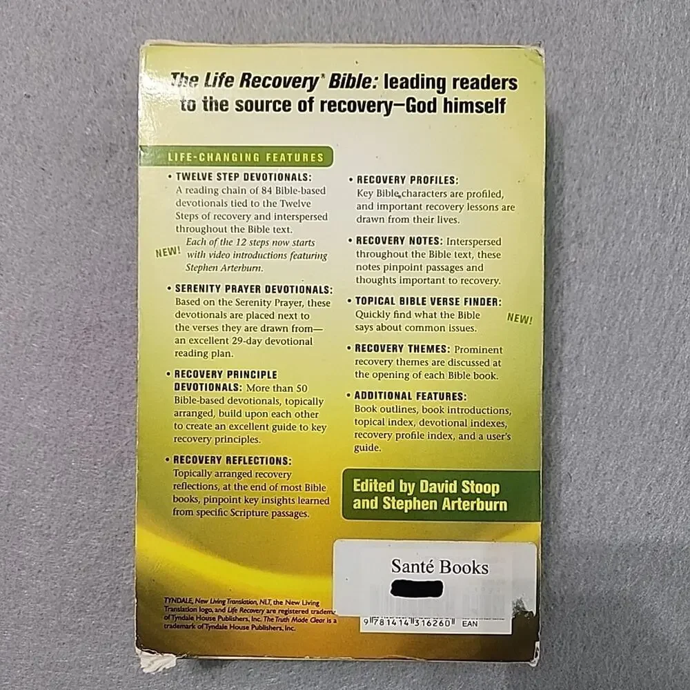 The Life Recovery Bible for 12 Steps Personal Size NLT‎ Paperback AA NA Serenity